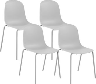 Clp Set De 4 Sillas Apilables Hardin Gris Claro