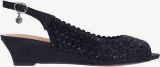 J. Rene&eacute; Womens Malorie Sling Back Pumps In Black Satin/stones