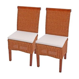 Hhg non utilizzato] Set 2x sedie rattan vimini eleganti soggiorno sala pranzo M42 97x46x50cm con cuscini