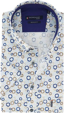 Giordano Blauw beige geprint overhemd Giordano Regular Fit met stippen