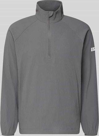 Emporio Armani Regular Fit Sweatshirt mit Strukturmuster in Mittelgrau, Gr&ouml;&szlig;e XXL