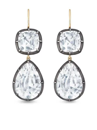 Fred Leighton 18kt gold double topaz drop earrings - women - Diamond/18kt Gold/White Topaz - One Size