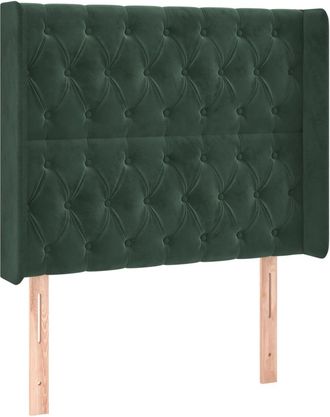 vidaXL Cabecero Con Orejas De Terciopelo Verde Oscuro 93x16x118/128 Cm Vidaxl