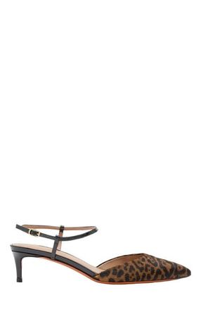 Santoni Womens animal-print cavallino mid-heel slingback in Brown at Nordstrom, Size 10.5