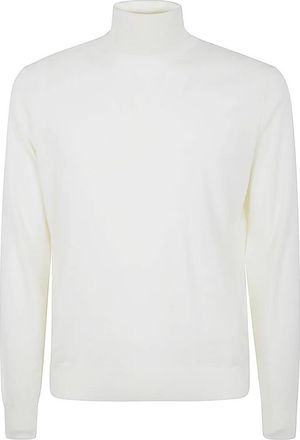 FILIPPO DE LAURENTIIS Merino Coltrui Trui - Heren - Cashmere truien - Wit - 3XL - Truien & Vesten