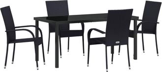 vidaXL Garden Dining Set 5 pcs Black Poly rattan Vidaxl