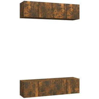 vidaXL Mobili tv Parete 4 pz Rovere Fumo 60x30x30 cm Legno Multistrato - Vidaxl