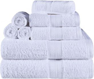 Superior 8Pc Solid Terry Bath Towel Set