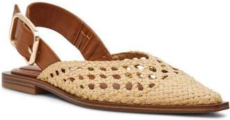 Steve Madden Shay Pointed Toe Slingback Flat in Natural Raffia at Nordstrom, Size 7.5