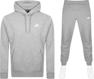 Nike Mens Grey Club Hooded Fleece Tracksuit - Size X-Large