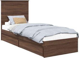 vidaXL Bed Frame with Drawer Brown Oak 75 x 190 cm Engineered Wood vidaXL