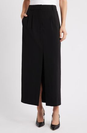 French Connection Harry Suiting Slit Maxi Skirt in Black at Nordstrom, Size 10