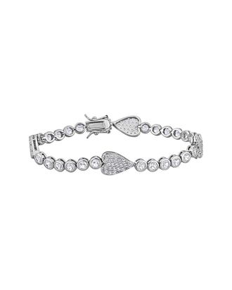 Rina Limor Silver 9.56 ct. tw. Lab-Grown White Sapphire Heart Bracelet