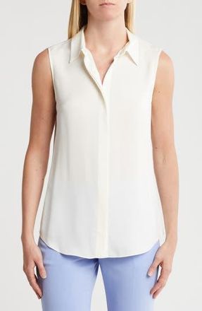 Theory Silk Georgette Sleeveless Button-Up Shirt in Ivory at Nordstrom Rack, Size X-Large
