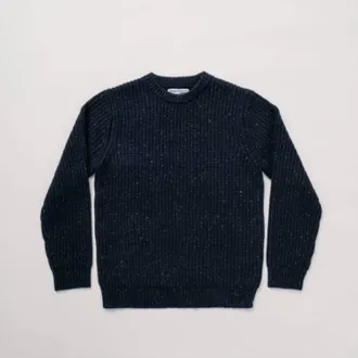 Schott NYC Men Donegal Crewneck Sweater In Navy