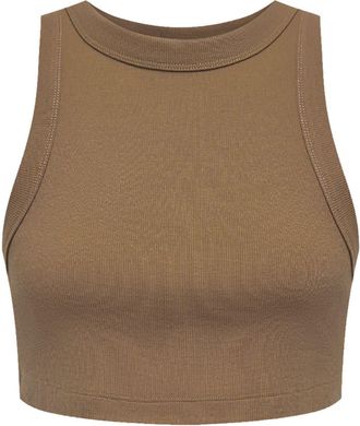 12 Storeez sleeveless cotton crop top - women - Cotton/Elastane - M - Brown