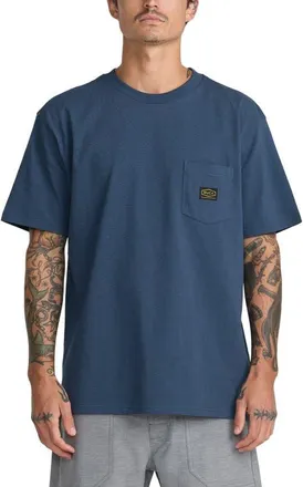 Rvca Americana Pocket Label Cotton T-Shirt in Dark Denim at Nordstrom, Size Xx-Large