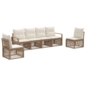 vidaXL Conjunto De Sof&aacute;s De Jard&iacute;n 6 Pcs Beige Rat&aacute;n Sint&eacute;tico Vidaxl