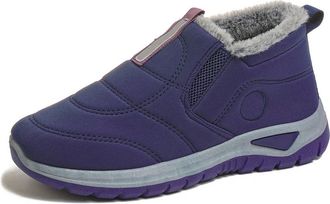 Generic Womens Winter Boots Slip On Thermal Insulated Comfortable Lined Booties For Cold Weather Outdoor Activities Waterproof Anti Slip(Purple, 5.5)