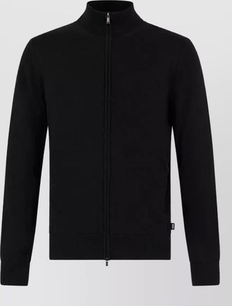 HUGO BOSS virgin wool high neck zip cardigan