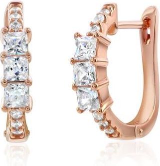 Suzy Levian Cubic Zirconia Huggie Hoop Earrings in Rose Gold at Nordstrom Rack