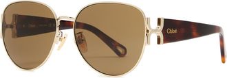 Chlo&eacute; Round-frame Sunglasses - Brown Havana - One Size