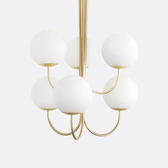 La Redoute Interieurs Hanglamp in messing en opaline glas, Moricio