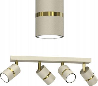 OEM Gratis. L&aacute;mpara De Techo Ewilight Strip, Focos Orientables, 4x Gu10, Beige Y Dorado