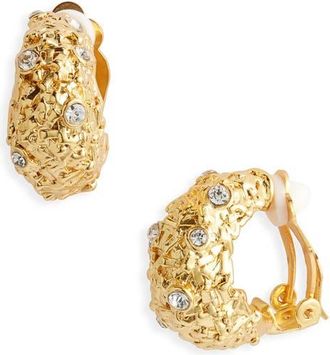 Karine Sultan Crystal Nest Clip-On Hoop Earrings in Gold at Nordstrom