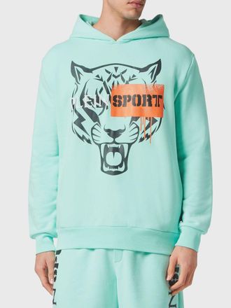 Plein Sport Relaxed Fit Jersey Hoodie with Printed Logo