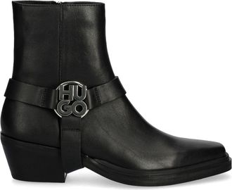 HUGO BOSS 50mm logo plaque biker boots - women - Leather - 36 - Black