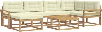 vidaXL Conjunto De Sof&aacute;s De Exterior 7 Uds. Blanco Y Crema Vidaxl