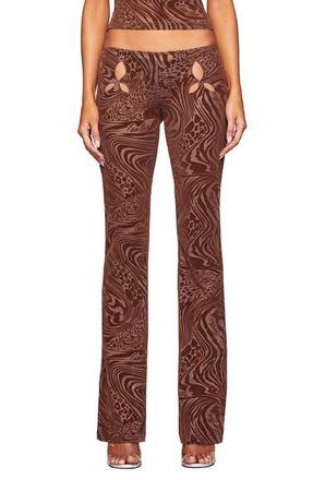 I.AM.GIA Amina Cutout Low Rise Flare Pants in Chocolate Brown at Nordstrom, Size Xx-Small