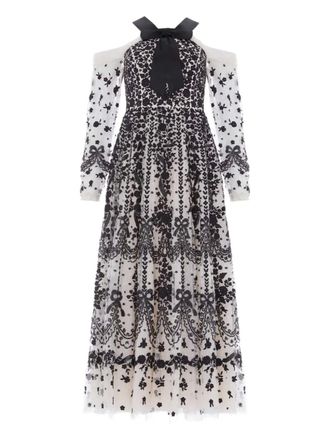 Needle & Thread embroidered-flowers maxi dress - women - Polyester - 10 - White