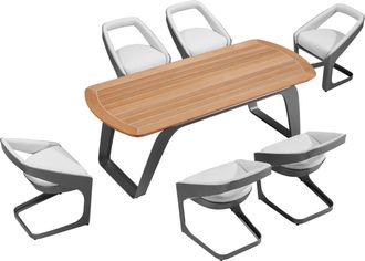 Higold Dining-Set Onda 6+1 - Grau/Weiss