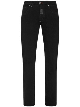 Philipp Plein Supreme logo-plaque straight-leg jeans - men - Spandex/Elastane/Cotton - 30 - Black