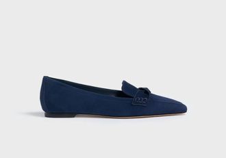 Marion Parke Womens Courtney Loafer In Navy Blue Suede