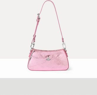 Vivienne Westwood Tasha Shoulder Phone Bag Metallic Crinkle Light-pink