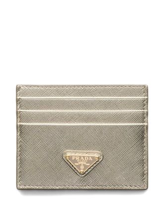 Prada triangle-logo leather card holder - Gold