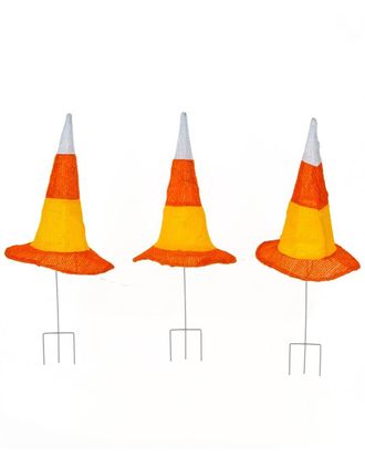 National Tree Company 23 Pre-Lit Candy Corn Witchs Hat Garden Stakes