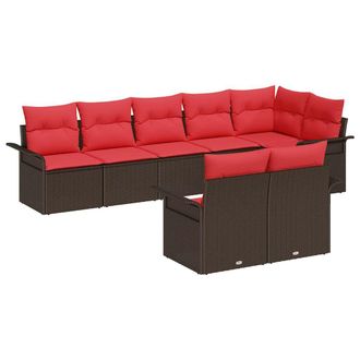 vidaXL Conjunto De Sof&aacute; De Jard&iacute;n 8 Pcs Marr&oacute;n Rat&aacute;n Sint&eacute;tico Vidaxl