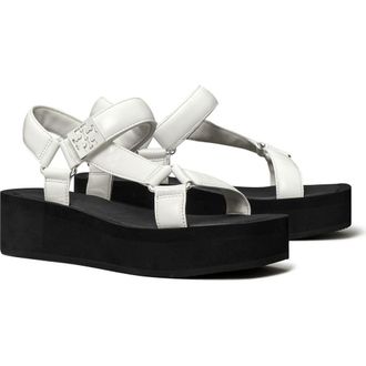 Tory Burch Mellow Platform Sandal in Optic White/Silver/Black at Nordstrom, Size 10.5