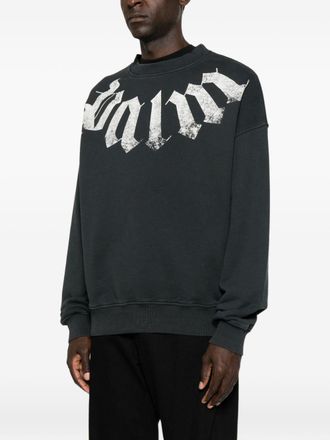 Palm Angels Logo-Printed Cotton Sweatshirt - Black