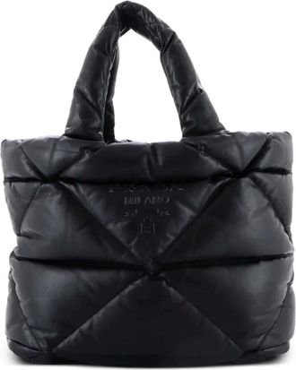 Prada Padded Tote Bag Quilted Nappa Leather Large shoulder bag - Zwart