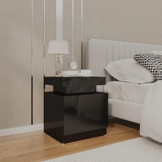 vidaXL Comodino Nero Lucido 45x35x52 Cm In Legno Multistrato - Vidaxl