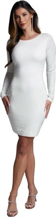 Bebe Womens Long Sleeve Crystal Midi Dress