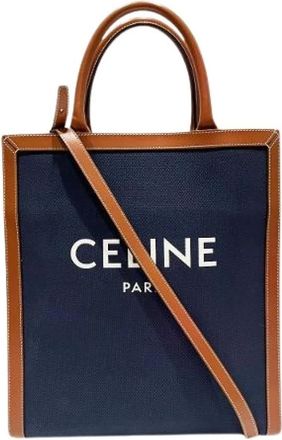 Celine Pre-owned Tote Bags, male, Blue, Size: ONE SIZE Pre-owned Vertical Cabas Small tote bag