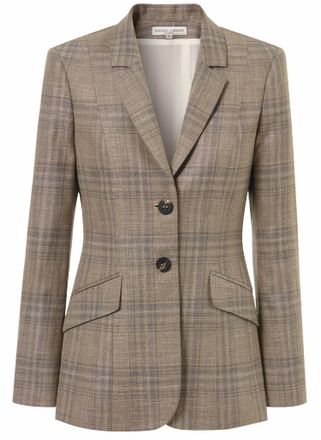 Barbara Lohmann Cashmere Womens Fairmont Glen Check Single Breasted Jacket In Dessert