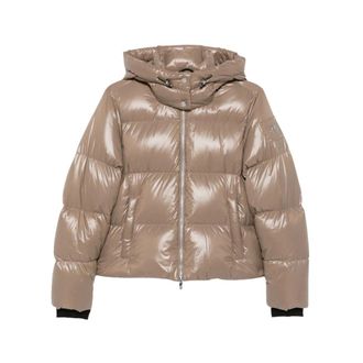 Moose Knuckles Pufferjack met capuchon - Dames - Jassen - Beige - Maat: M Leer