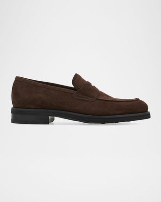 Ferragamo Men & apos;s Stefano Scratch-Resistant Suede Penny Loafers